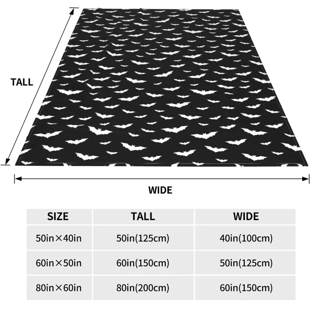 Black and White Flying Bat Pattern Blanket Halloween 🎃